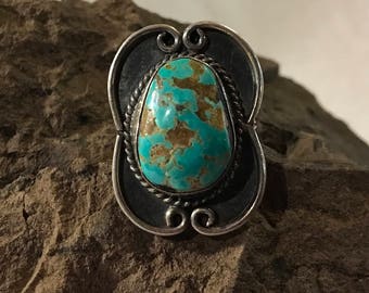 Sale!!! Vintage Navajo Turquoise & Sterling Silver Ring