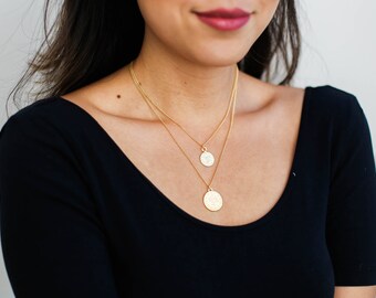 Gold Coin Necklace Set / Turkish Coin Necklace / Ottoman Coin Necklace / Gold Disc Necklace / Medallion, Round Pendant / Everyday Jewelry