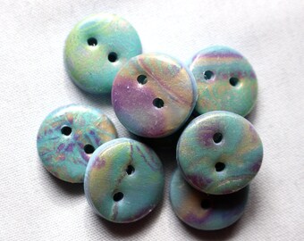 Blue Mokume Gane Button 3/4 inch no. 261