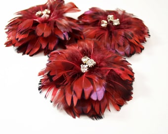 Delightful Feather Flowers - Red Pheasant Heart (1pc)