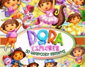 Dora the Explorer cliprt 300 dpi watercolor Digital Clip Art Instant Download Graphics transparent background Scrapbook birthday