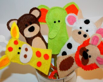 Felt animal finger puppets
