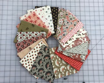 19 Civil War Pink and Brown Bubblegum and Chocolate Reproduction Quilt Fabric Fat Quarter Bundle Free Ship