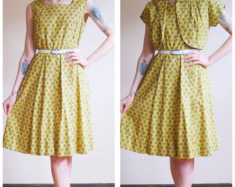 1950s Dress // Sun Kissed Dress & Bolero // vintage 50s dress set