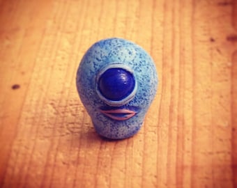 Blue Cyclops Monster mini sculpture