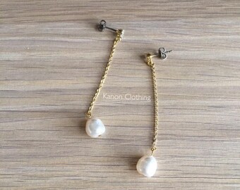BLAIR earrings/Swarovski Crystal pearl drop earrings/cubic zirconia/titanium stud/swing earrings