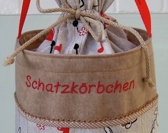 Knitting bag, handmade bag, handmade basket, knitting basket, storage, crochet bag, knitting needles, crochet hooks, Baskets, project bag