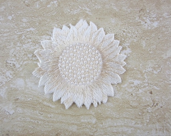 Ivory Sunflower Patch, Iron-on Patch, Embroidered Patch