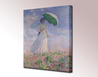Monet Woman with Parasol Wall Decor Impressionism Home Decor Canvas Print Canvas Wall Art Print Ready To Hang