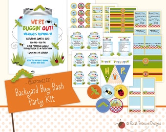 Custom Backyard Bug Bash Birthday Party Printables Package