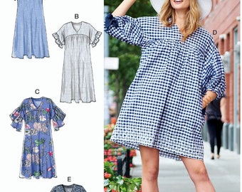 Sewing Pattern Women's Loose Fit Dress Pattern, Misses Tunic Dress Pattern, Yoked Dress Pattern, McCall's Sewing Pattern 7742