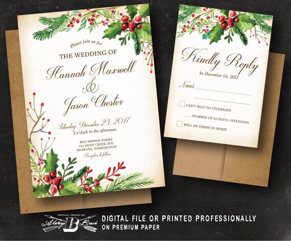 Rustic Christmas Wedding Invitations 3