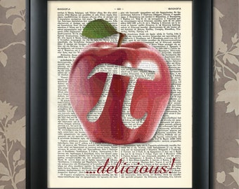 Apple Pi, Apple Pie, Pi Print, Pi Art, Pi Poster, Math Print, Math Decor, Math Art, Math Humor, Kitchen Humor, Kitchen Decor, Geekery, Geek