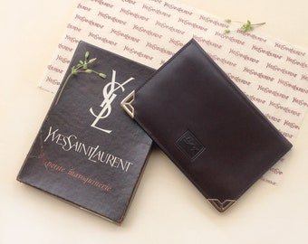 Yves SAINT LAURENT Authentic lederbrieftasche neue / Ysl Vintage Brown Kartenhalter / 70er Jahre Designer Handtasche-Brieftasche mit original-Box / Karten Etui