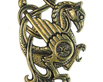 Griffin Pendant -gryphon-grifo-Norse.Vikings jewelry-Celtic-Knot.Bronze.bird.dragon.chaperon.greif.Medieval Mythology