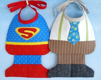 SALE - PDF ePattern - Super Baby and Little Man Baby Bib Sewing Pattern