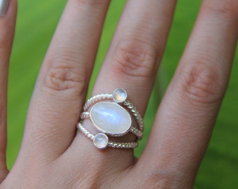 Ubuntu Ring, Moonstone Ring, Sterling Silver Ring, Handmade Ring, Statment Ring, Sunsara Jewellery
