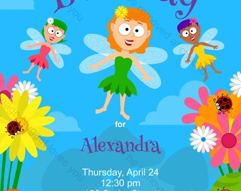Flying Fairy Magic Birthday Party Invitation - printable birthday invite for a Kid's Fantasy Themed Birthday