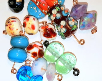 9 pairs of handmade lampwork beads!