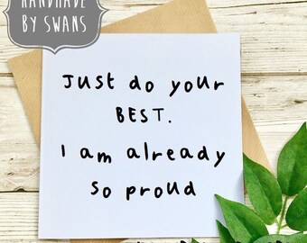 Good luck card, card for her, card for friend, motivational card, square card, card for him, from mum, from dad card, positive card,