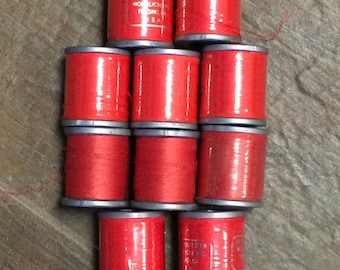 10 Red Thread / Vintage Red Thread Lot / Red Thread Lot / Thread Lot / Red Polyester Thread Lot