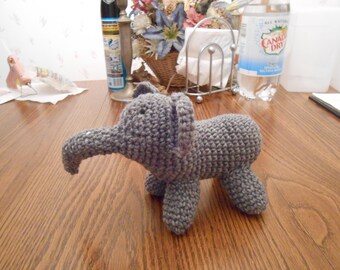 New HANDMADE Crocheted Gray Elephant