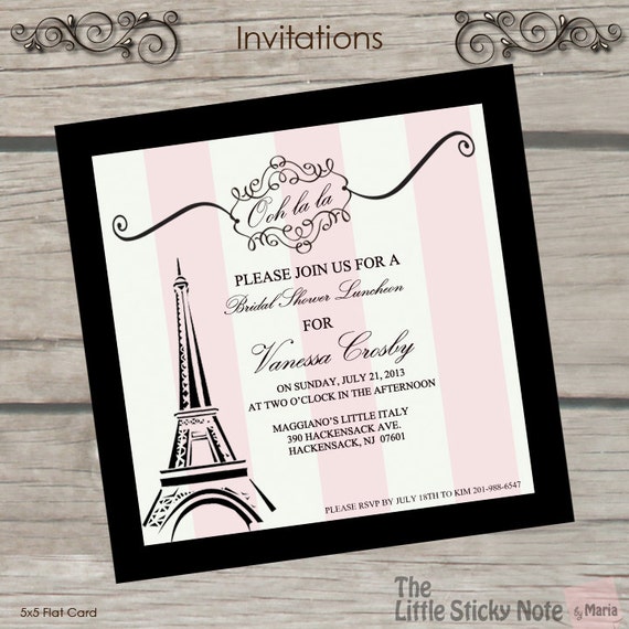 Paris Themed Bridal Shower Invitations 3