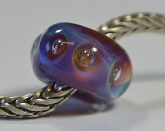 Unique Handmade Lampwork Glass European Charm Bead with Bubbles - SRA - Fits all charm bracelets - Silver Core Options