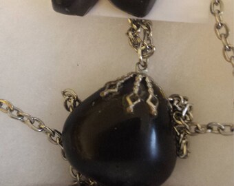Apache Tears Earrings and Necklace