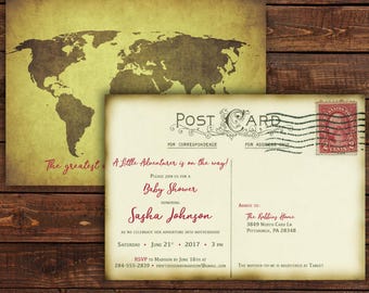 travel theme bridal shower invitations