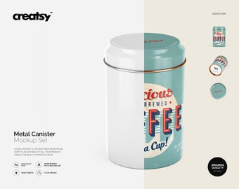 Metal Canister Mockup Set, Canister template, Personalized Canister, Metal Can, Steel Custom Canister