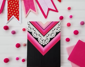 Lace & Chevron sign. Valentines Day