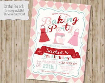 Baking Birthday Invitation, Cooking Birthday Invitation, Cupcake Birthday Party, Baking Birthday Party, Chef Birthday