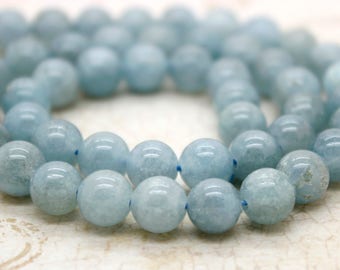 Aquamarine Round Beads Natural Stone Gemstone (6mm 8mm 10mm)
