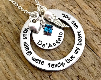 Your Wings Were Ready But My Heart Was Not Remembrance Necklace, Memorial Jewelry, Loss Of Loved One Sympathy Gift, Mom Dad Husband Child
