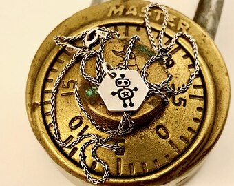 Minimalist Robot Hexagon Necklace