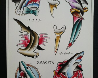 Shark tattoo | Etsy