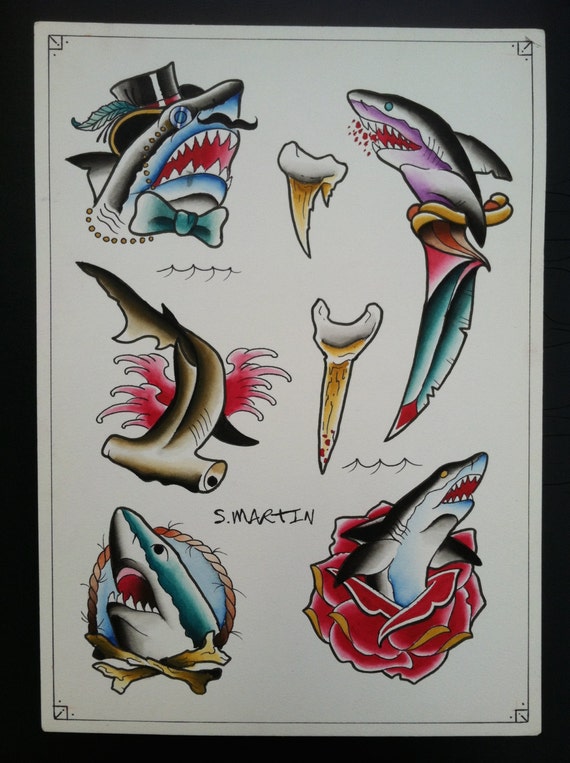 how on tiger hand draw to tattoo tattoo flash Shark sheet