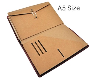 A5 Kraft File Folder with Envelope Insert for Traveler's Notebook Large Size Credit Card Holder Midori Accessories