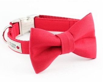 Solid Red Dog Bowtie Collar
