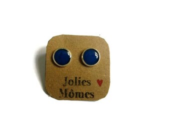 BOUCLES D'OREILLES ENFANTS, puces enfants bleues, bijoux bleus, bleu, cadeau enfant bijoux petite fille bijoux enfants anniversaire