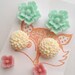 Flower Post Earring Set, three pair set of flower studs - cherry blossom, mums, and roses. Pink, mint green, white. Silver Post Earrings