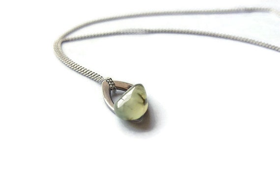 Natural Prehnite Jewelry, Gemstone Necklace, Pendant Cabochon, Healing Crystals, Prehnite Gift for Her, birthstone