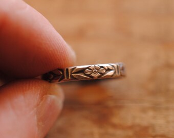 Flower Pattern Stacker Ring | Sterling Silver