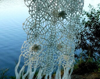 Knit accessories Crochet scarf shawl White cobweb lace gift ideas for her