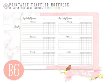 B6 Daily Routine Traveler Notebook Refill. Small Printable TN PDF Download for Personal Use. Habit Tracker, Goal Tracker, Weekly Inserts