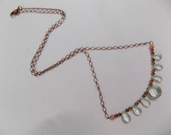 PRASIOLITE and COPPER CHAIN Necklace