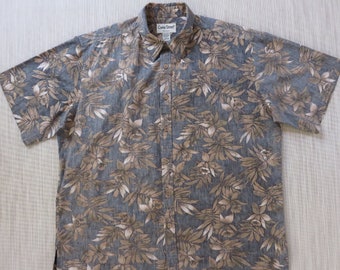 Mens Hawaiian Shirt COOKE STREET Black Copyrighted Orchid Floral Reverse Print Aloha Shirt 100% Cotton Camp - XL - Oahu Lew's Shirt Shack