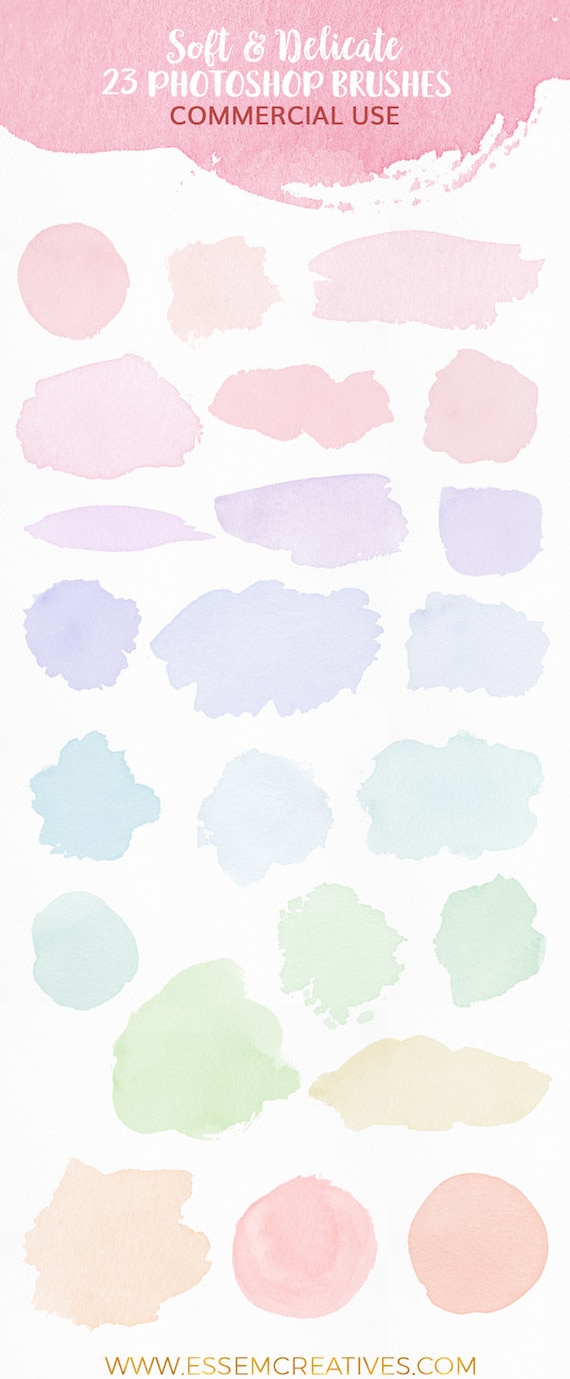 Watercolor Photoshop Brushes Feminine Logo Background Splash