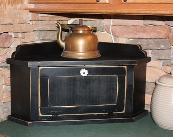 Bread Box, Corner, FREE SHIPPING, Shabby, Chic, Wood, Kitchen, Cottage, Country